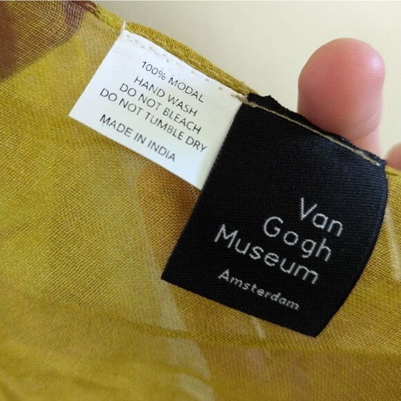 Van Gogh Museum Amsterdam 100% Modal Scarf Crystallized Sunflowers yellow gold t - Picture 5 of 6